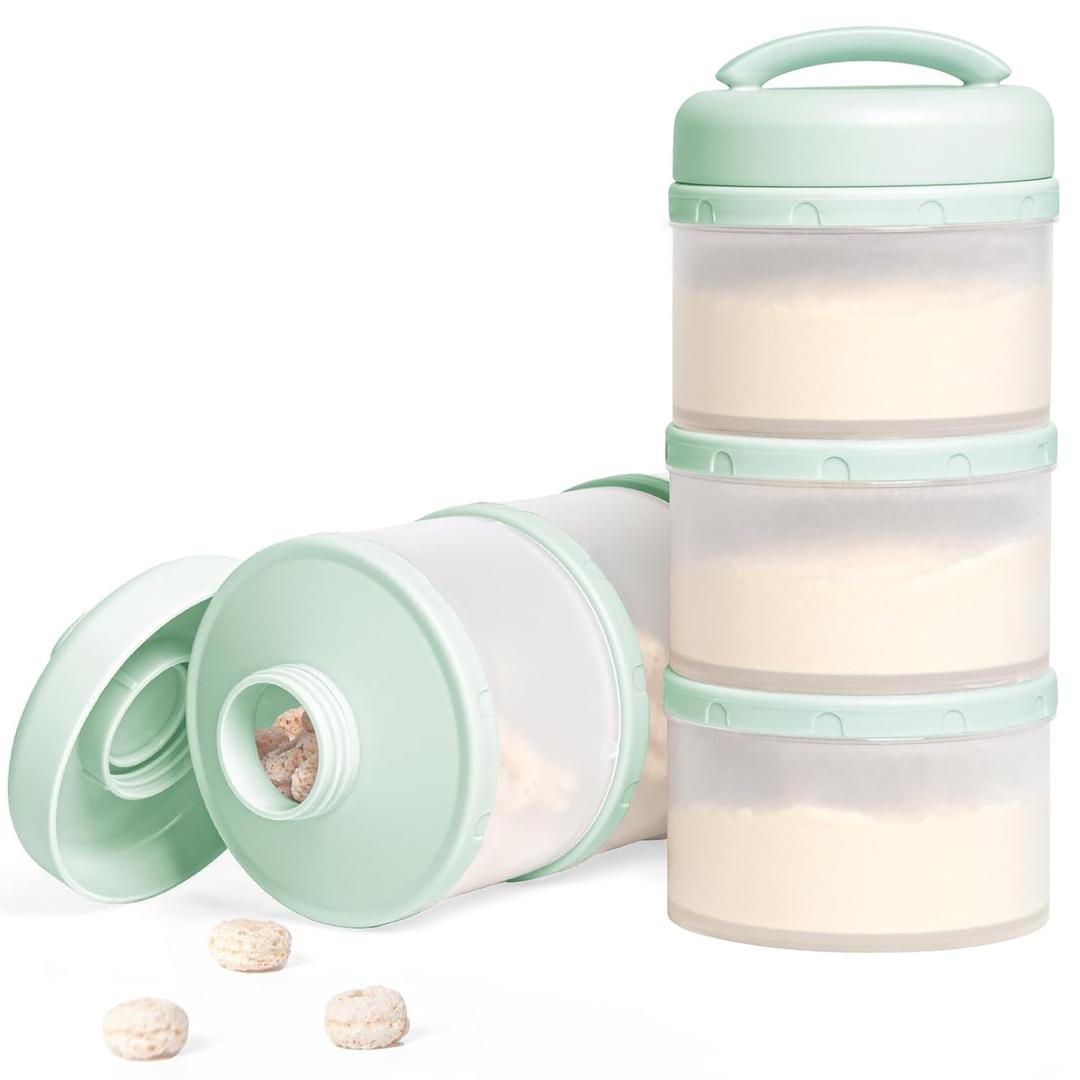 Termichy Stackable Formula Dispenser Portable Milk Powder Container, 2 Pack, Light Green