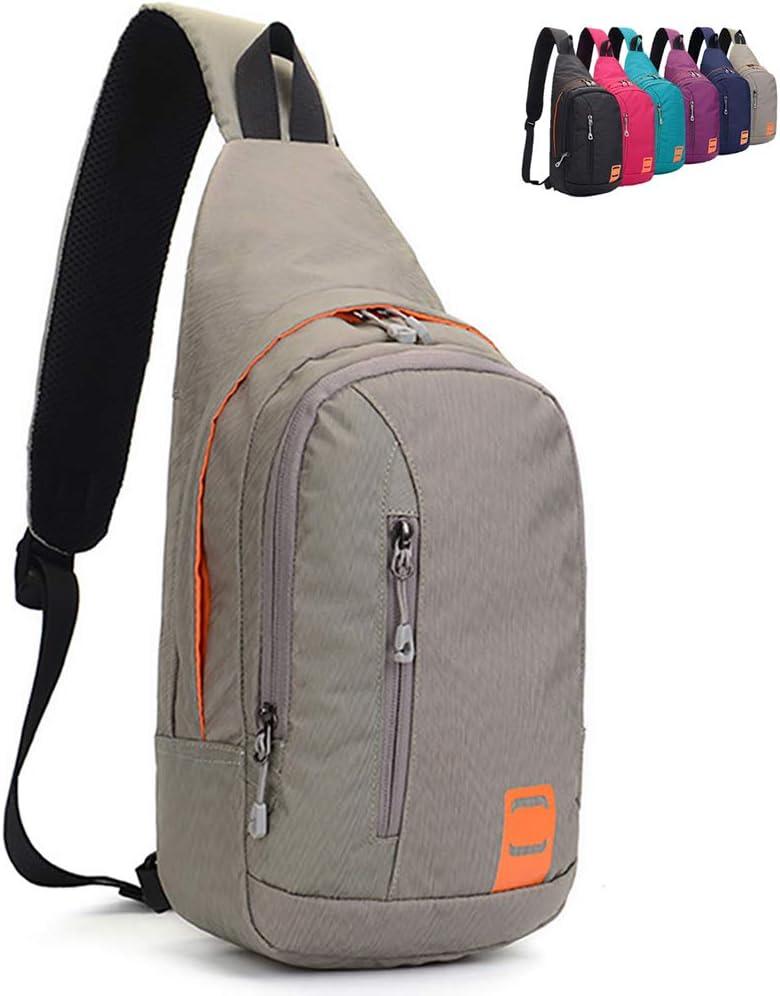 Peicees Small Sling Backpack Waterproof Unisex Shoulder Bag Chest Crossbody Daypack (Large, 2_gray)