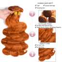 Ginger Bundles Human Hair #350 Body Wave Bundles 20 22 24 inch Ginger Human Hair Bundle Orange Color