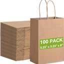 Brothersbox Small Brown Paper Bags with Handles 100PCS, 5.25 * 3.25 * 8 Inch Kraft Gift Bags Bulk for Craft Shopping Business Party Favor Retail Birthday Grocery