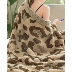 Leopard Print Blanket, Super Soft Throw Blanket for Couch or Bed, Lightweight Cozy Stylish Home Decor, Giftable Fuzzy Blanket, Brown, 50x60 inches