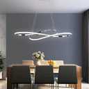 Modern Ring Pendant Lights Kitchen Island, Dimmable LED Hanging Lamp with Remote, Chrome Ceiling Hanging Light Adjustable Height, Chandeliers for Dining Room, Living Room, Restaurant