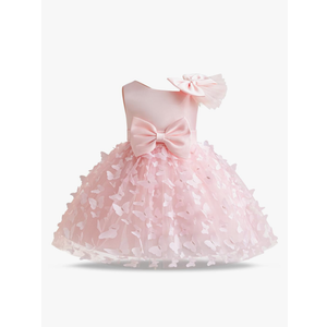 Toddler Baby Girl Butterfly Birthday Tutu Dress Pink Tulle Bowknot Formal Flower Wedding Pageant Party Dresses Size 110