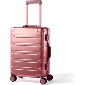 VentureVault All Aluminum Carry On Luggage 22x14x9 Airline ApprovedZipperless Luggage Premium Aluminum Suitcase Luggage, Hard Shell Carry On Luggage with Spinner Wheels (rose gold, 20inch)