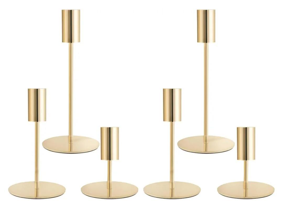 Gold Taper Candlestick Holders,Taper Candle Holders Set of 6,Metal Taper Candle Sticks Stand Holders,Modern Decorative Candle Holders for Wedding Certerpieces,Festive, Mantel,Home,Party