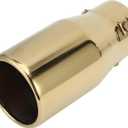 1 Pc Exhaust Tip 1.8" - 3.0" Inlet 3.9" Outlet 7.3" Length Tailpipe Universal Car Bolt on Stainless Steel Gold Tone Rear