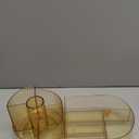 Rotating Makeup Organizer for Vanity with Brush Holder, Cosmetic Makeup Storage Organizer, Large Spinning Makeup Skincare Organizer, Countertop Makeup Perfume, Lotions Display Case (Transparent Gold)