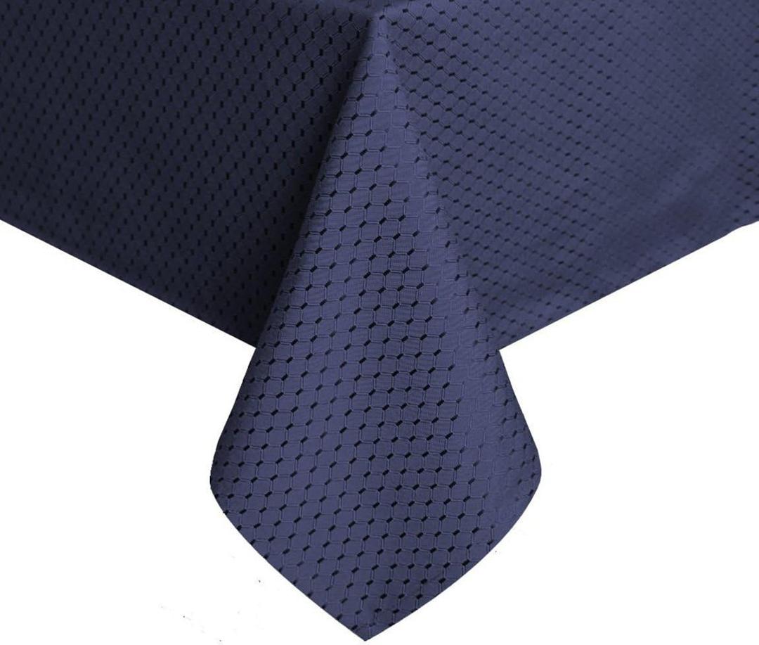 TEKTRUM Heavy Duty 60 X 120 inch Rectangular Elegant Waffle Weave Check Jacquard Tablecloth Table Cover-Waterproof/ Stain Resistant/ Wrinkle Free-Great for Dinner, Banquet, Parties, Wedding (Navy Blue)