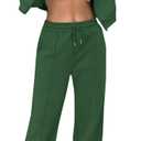 LovelyWholesale Women Sweatsuits 2 Piece Set Zip Up Sweatshirt and Wild Leg Sweatpants Set (Small, Green)