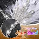 Feather Headbands Black 1920s Fascinator Hairbands Vintage 20s Hair Accessories for Women (White)