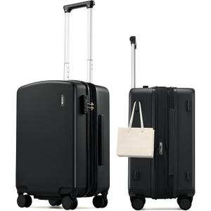 Hanke Expandable Carry On Luggage 22x14x9 Airline Approved, 20 Inch Hard Shell Suitcases with Wheels, Lightweight Travel Luggage Carry On Suitcase for Woman & Men with Tsa Lock(Jet Black)