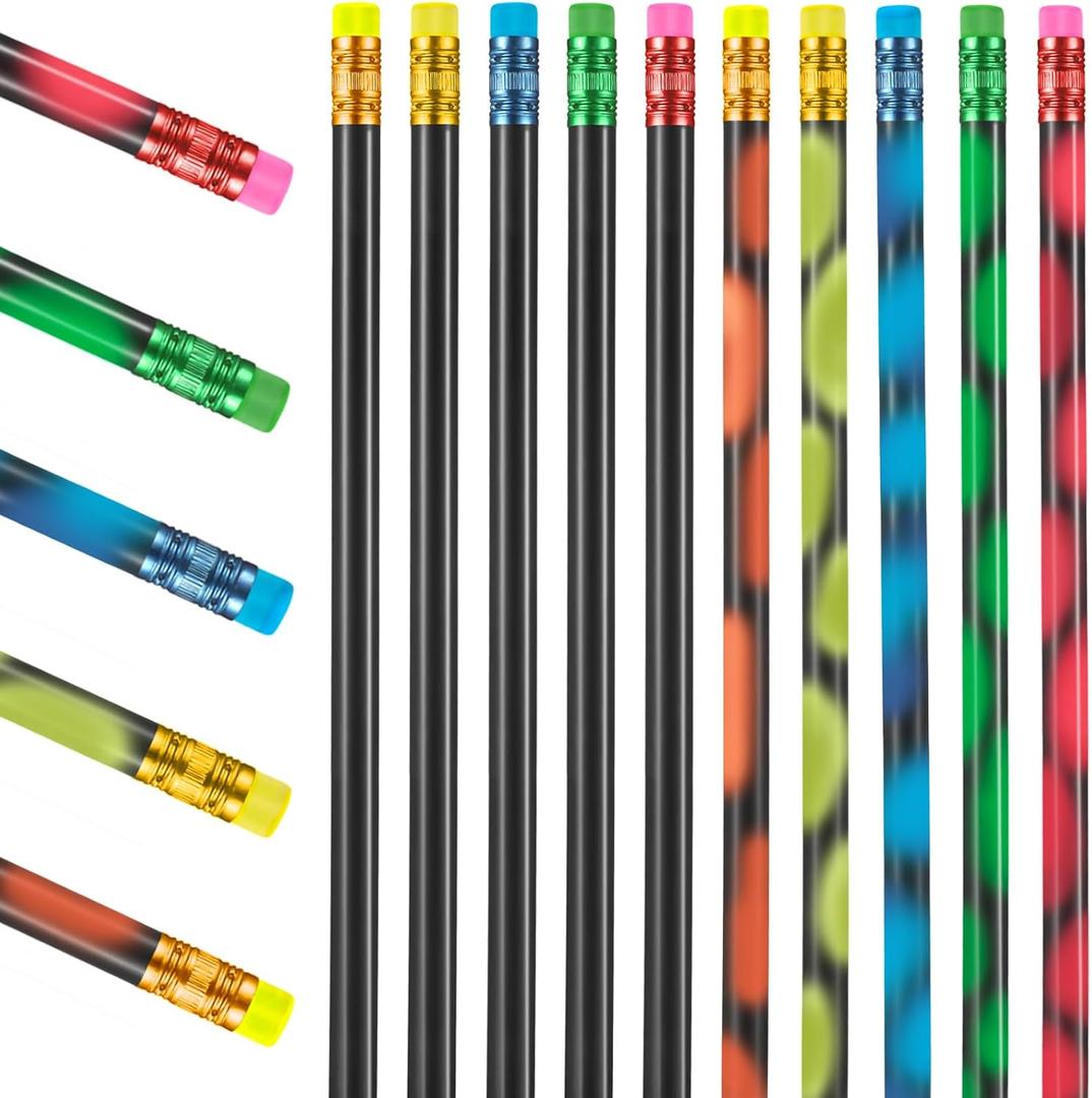 Outus 45 Pieces Color Changing Mood Pencil Bulk with Eraser 2B Wooden Heat Activated Fun Pens Assorted Color Thermochromic Pens for Kids Students Back to School Pencils Gift Birthday Party Favor
