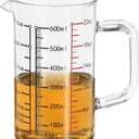 PATIKIL Glass Measuring Cup with Handle, 600ml Glass Liquid Beaker Liquid Measure Cup with V-shaped Spout and Scales for Kitchen Restaurant, Clear