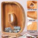 12" Extra Large Wooden Letter Piggy Banks - Piggy Banks for Boys Girls Kids, Alphabet Money Banks with Initial D - Coin Banknote Bank Birthday/Christmas for Kids