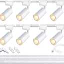 Fiabtool 8-Light White H-Type Track Lighting Kit 4000K Neutral White Dimmable LED Spotlight 20W 2400lm High Brightness 9.8ft Track Rail Adjustable Angle Complete Lighting System