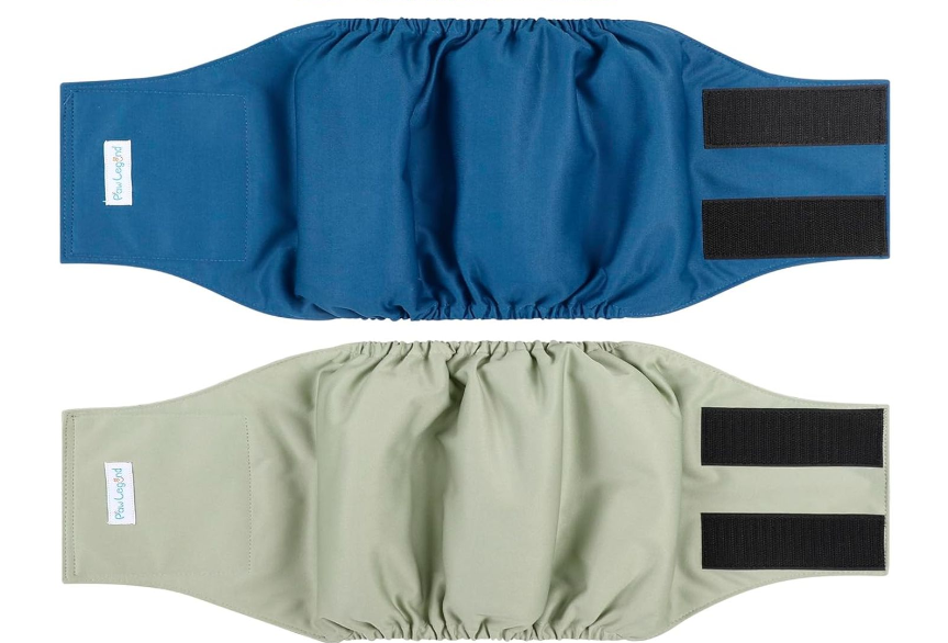 Paw Legend Washable Dog Belly Band Wrap Diapers for Male Dog | High Absorbing Puppy & Doggy Diapers Male (2 Pack,Grey,Navy,Medium)