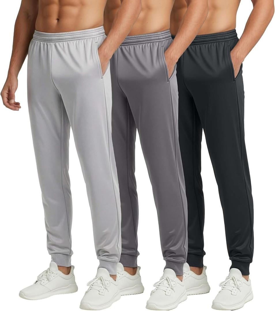 Real Essentials 3 Pack: Men's Tricot Active Athletic Jogger - Running Sweatpants Workout Gym with Pockets (Big & Tall) (X-Large)