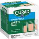 Curad Waterproof Bandage Variety Pack, 3 Styles Included; Assorted Size, 120 Bandages