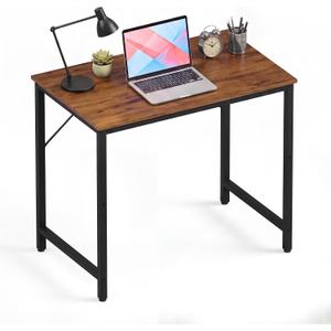 YOUDENOVA 32 Inch Small Computer Desk for Home Office, Writing Study Table with Sturdy Metal Frame, Modern Work Desk for Bedroom, Student, Laptop, Gaming, Rustic Brown