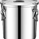 304 stainless steel food storage containers with lids lock clips airtight container large airtight for rice flour sugar grain coffee bean storage containers Kitchen jar (5.55gal/21L)