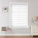 Joydeco Cordless Zebra Blinds (Pro), Dual Layer Light Control Zebra Blinds for Windows, Light-Proof Aluminum Cover, Free-Stop Roller Shades for Home & Office (White, 51" W x 75" H)