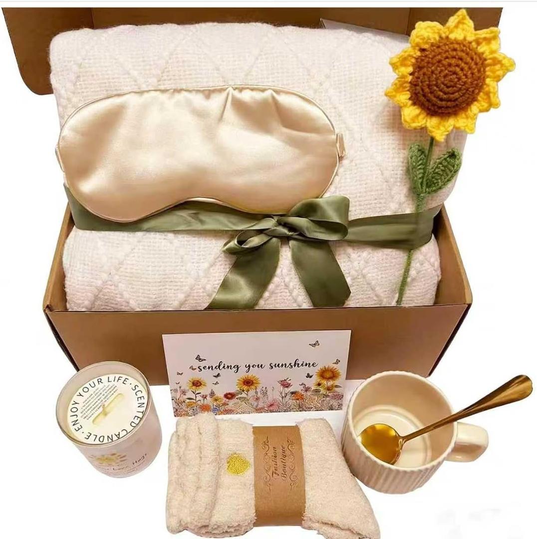 Birthday Gifts for Women Self Care Get Well Soon Gift Basket Spa Package Thinking of You Present Sympathy Inspirational Sunflower Valentines Gifts for Her Women Wife Mom Best Friend Sister