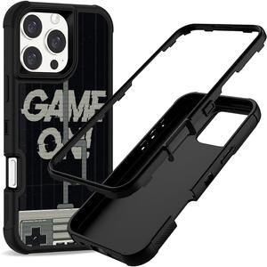 Compatible with iPhone 16 Pro Case, Heavy-Duty 3-in-1 Full-Body Rugged with Soft Rubber Bumper Shockproof Protective Cover for Men Boys Kids Teen - Game On 010