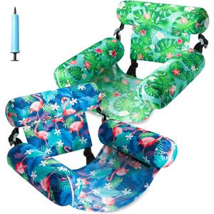 FindUWill Inflatable Pool Floats Adult, 2 Pack Pool Float Chair Heavy Duty Floating Lounge Chairs, Pool Floaties for Summer Party, Blow up Rafts for Pool Beach Lake