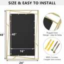 Brushed Gold Bathroom Mirror, 48''X24'' Rectangular Wall Mirrors with Geometric Metal Frame for Bathroom Bedroom Living Room, Hang Horizontally or Vertically