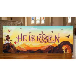 7x11ft Easter Jesus Backdrop He is Risen Banner Background Resurrection Background for Easter Day Celebration Party Decor Banner Photo Props for Home 261  flag