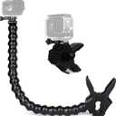 FiTSTILL Jaws Flex Clamp Mount with Adjustable Gooseneck 19 Sections for Go Pro Hero 13/12/11/10/9/8/7/6/5/Max2/4k,DJI Osmo Action 6/5 pro/4/3/2/1 Action Cameras