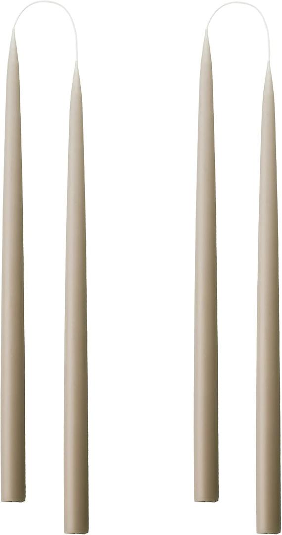 Kunstindustrien Taper Candles  Set of 4, 13.8"  Made in Denmark, Long Burning Candles 15h, Unscented & Smokeless Candlesticks  Elegant Tall Candles for Weddings, Dinners & Home Decor (Linen)