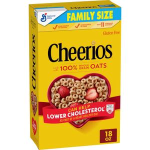 Cheerios, Heart Healthy Gluten Free Breakfast Cereal, Family Size, 18 oz (EXP 05/10/27)