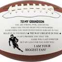 Senior Night Gifts for Grandson, Football Senior Night Gifts 2026, Grandson Birthday from Grandma or Grandpa, Indoor/Outdoor Engraved Football with Pump & Carrying Bag, Leather American 9