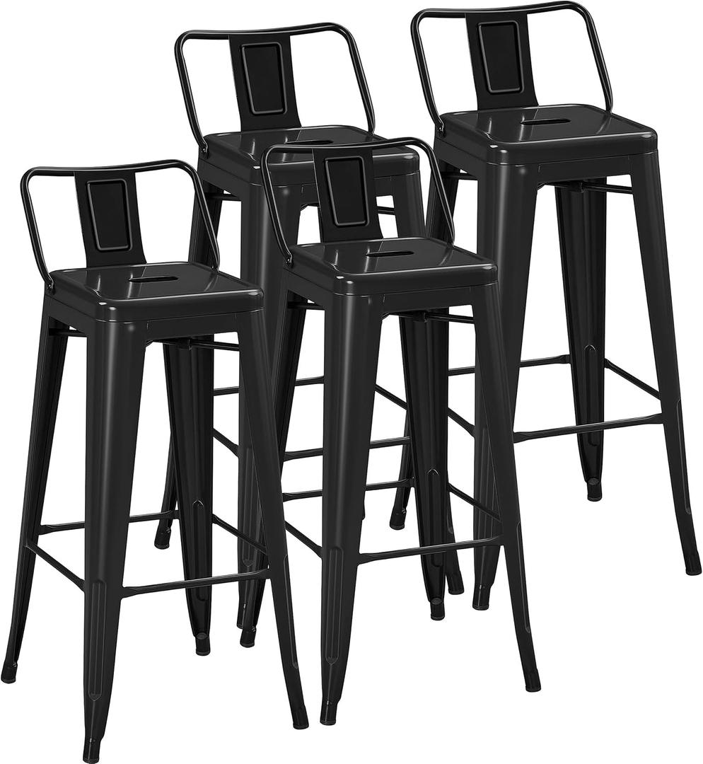 Yaheetech Bar Stools Set of 4, Metal Counter Height Chairs, 30 Inch Industrial Kitchen Stools with Backrest and Footrest for Indoor/Outdoor, Matte Black Yaheetech Bar Stools Set of 4, Metal Counter Height Chairs, 30 Inch Industrial Kitchen Stools with Backrest and Footrest for Indoor/Outdoor, Matte Black