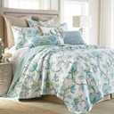 Levtex Home - Cressida Quilt Set - King/Cal King Quilt + Two King Pillow Shams - Teal Blue Cream Taupe Brown - Quilt (106x92in.) and Pillow Shams (36x20in.) - Reversible - Cotton Fabric