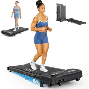 THERUN Walking Pad Treadmill Under Desk, Portable Mini Treadmill for Home/Office, Walking Pad Treadmill 2.5HP, Walking Jogging Machine with 265 lbs Weight Capacity Remote Control LED Display (W1 BASIC Black with Incline)