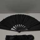 2 Pcs Large Rave Fan Set with Folding Summer Hand Fan Holster for Festival Line Dancing Festival Party