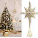 Christmas Traditions 11 inch Champagne Gold Glittered Large Christmas Bethlehem Star Tree Topper Star for Large Tree 6 feet-8 feet Tall/Home Decor Ornaments (Champagne Gold)