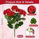 Alupssuc 8Pcs Artificial Geranium Flowers for Outdoors Decoration Silk Floral, UV Resistant Fake Plants, Faux Flower for Porch Garden Table Centerpieces Home Indoor Outside Spring Decor (8, Red)