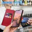 Wallet Case for iPhone 16 Pro 6.3" with RFID-Blocking Credit Card Holder, PU Leather Folio Flip Cover Women Men Protective Phone Case Compatible with Apple 16 Pro, Red