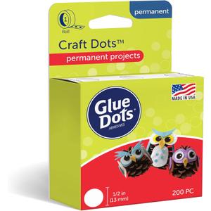 Glue Dots, Craft Dots, Double-Sided, 1/2", .5 Inch, 200 Dots, DIY Craft Glue Tape, Sticky Adhesive Glue Points, Liquid Hot Glue Alternative, Clear