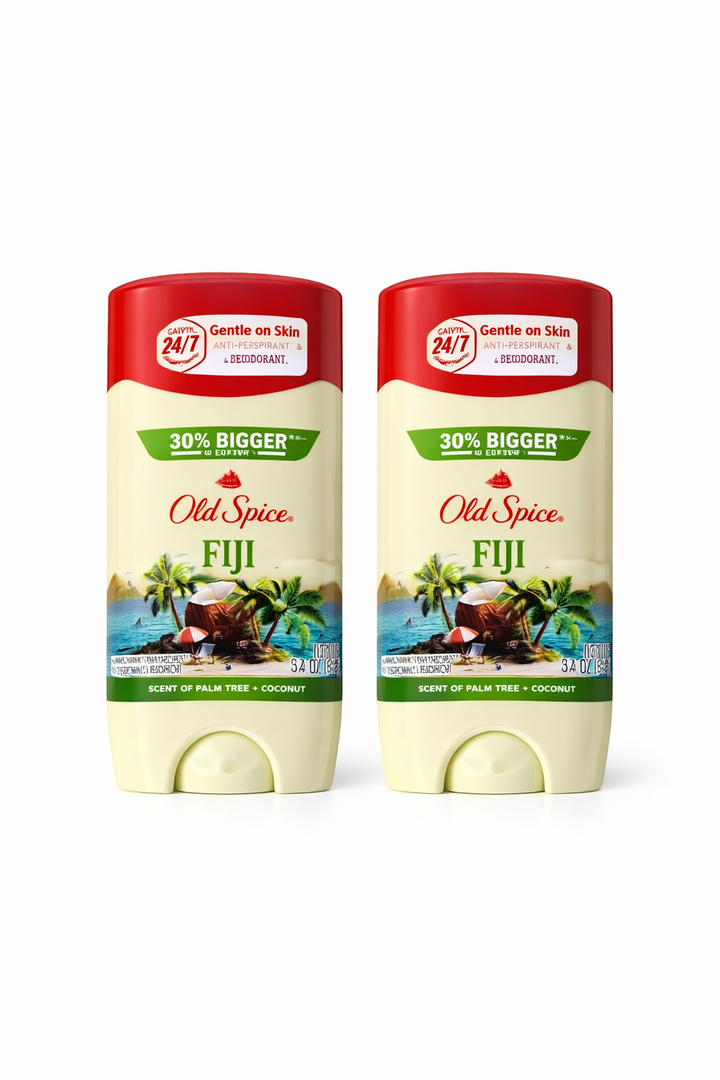 Old Spice Men's Antiperspirant & Deodorant, 24/7 Lasting Freshness, Advanced Sweat & Odor Protection with Skin Conditioners, Invisible Solid, Fiji with Palm Tree Scent, 3.4 oz (Pack of 2)