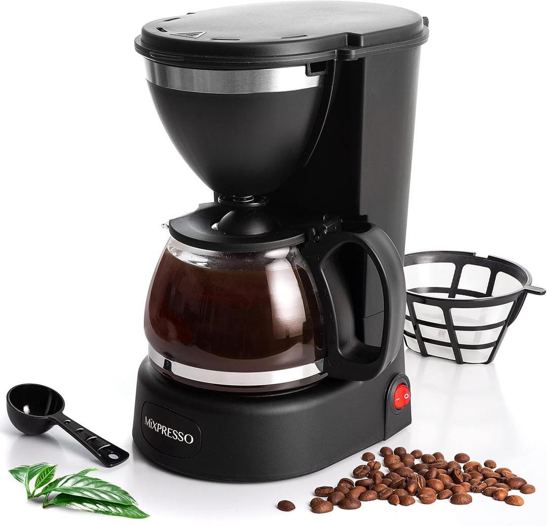 Mixpresso Drip Coffee Maker Coffee (6 Cups), Black (5 Cup Standard)