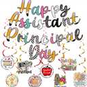 Eersida 42 Pcs Assistant Principal Week Including Banner Hanging Swirls Wall Decor Holiday Celebrating Events for Teaching Assistant Appreciation Festival Supplies