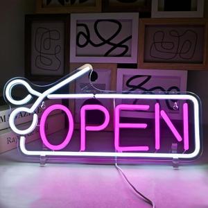 Open Neon Sign Pink White LED Sign USB Powered Neon Light up Signs for Wall Decor with Switch for Bar Salon Store Hotel Coffee Shop Club Business