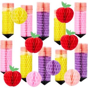 18Pcs Pencil Apple Hanging Honeycomb Balls Welcome Back to School Classroom Hanging Decorations for Teacher Appreciation Week First Day of School Party Decor