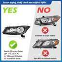 Headlights W/Bulbs for 2008-2012 Honda Accord 4Dr Headlamp Replacement Driver & Passenger Side, NOT fit coupe models or Crosstour models