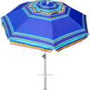 AMMSUN 7ft Heavy Duty High Wind Beach Umbrella Parasols with Sand Anchor Vent Tilt UPF 50+ Sun Protection Portable Outdoor Sunshade Umbrellas Carry Bag for Patio Garden Pool Backyard Blue