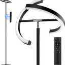 SIBRILLE LED Floor Lamp - Rotatable Standing Lamp with Touch & Remote Control, 3000-6000K, 22W Modern Floor Reading Light, Dimmable Corner Uplighter for Living Room Bedroom Office, Black